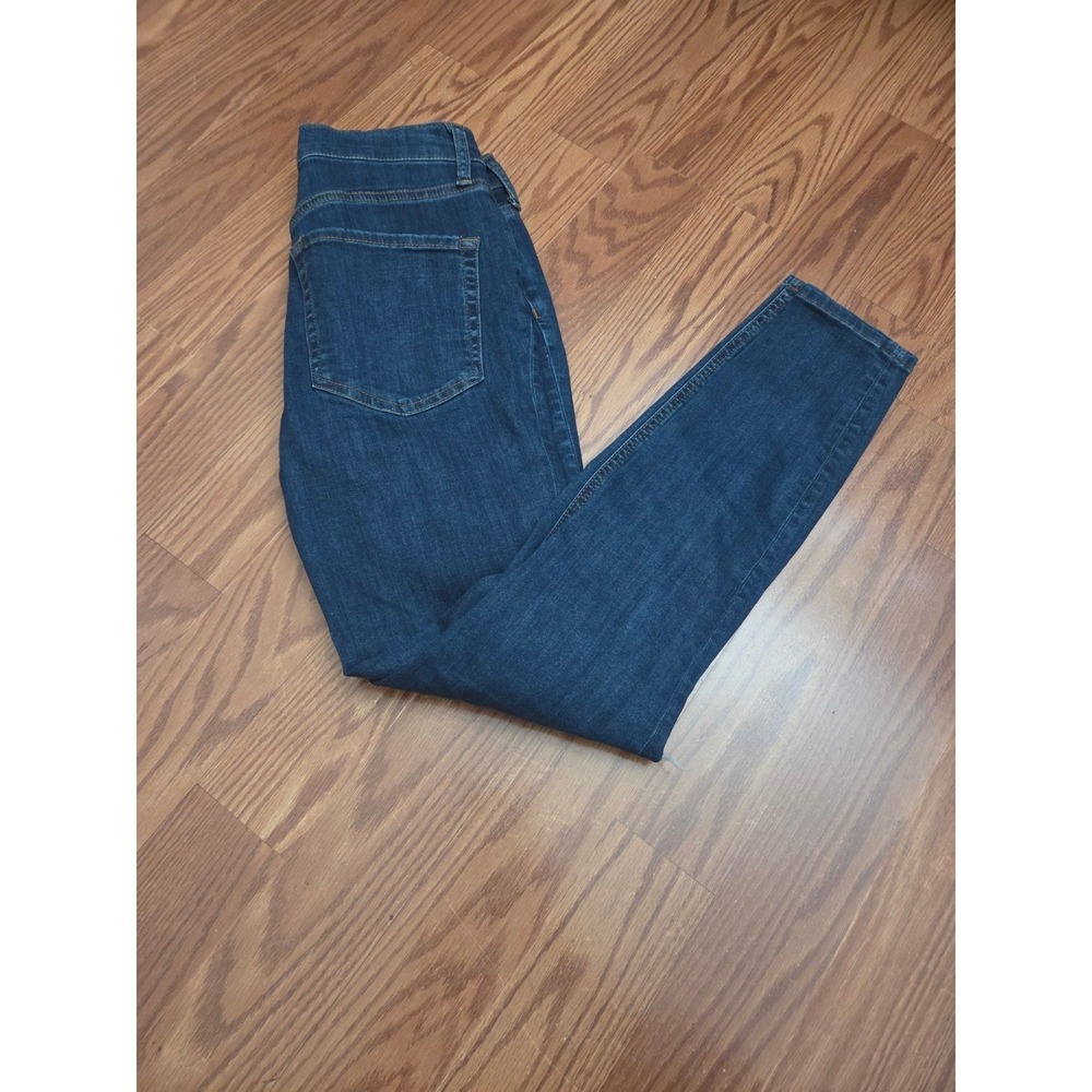Free People Distressed Skinny Jeans Dark Wash Indigo Knee Rips W27R OB583769
